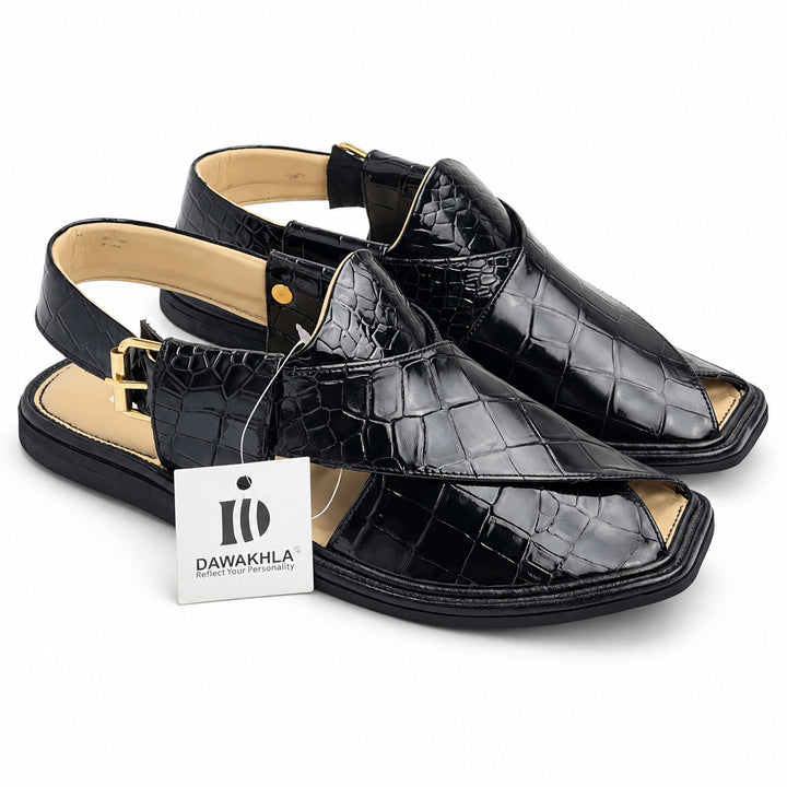 Dawakhla Texture Edit — Black croc · Soft square, view 1
